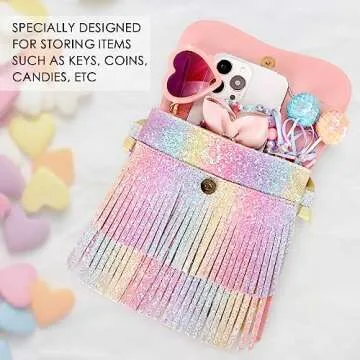 mibasies Cat Gifts for Girls Kids Purse Toddler Tassel Shoulder Crossbody Bag