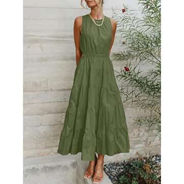 ANRABESS Womens Summer Sleeveless Cutout Maxi Dress Crewneck Tiered Flowy A-Line Sundress with Pockets