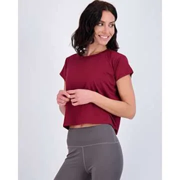 Real Essentials 5 Pack: Womens Crop Top High Waist Quick Dry Fit Active Wear Yoga Workout Athletic R...