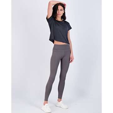 Real Essentials 5 Pack: Womens Crop Top High Waist Quick Dry Fit Active Wear Yoga Workout Athletic Running Gym Exercise Ladies Short Sleeve Crew Neck Moisture Wicking Tees T-Shirt Summer - Set 5, XL