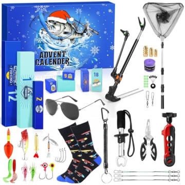 MOVINPE Fishing Advent Calendar for Adult Men Teen Boys, 2024 Fishing Tools Accessories Kit Christma...