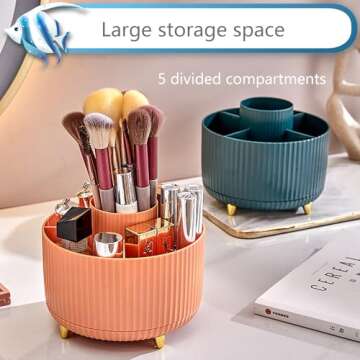 SUNIYA Makeup Organizer Makeup Brush Holder Organizer Lipstick Organizer 360° Rotating 5 Slot Make ...
