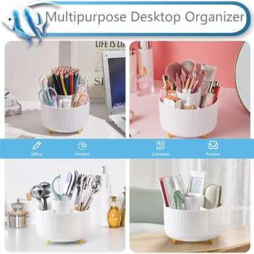 SUNIYA Makeup Organizer Makeup Brush Holder Organizer Lipstick Organizer 360° Rotating 5 Slot Make up Brushes Cup for Cosmetics Nail Polish Hair Brush Holder, Bathroom Vanity Desktop Organizer(Orange)