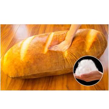 Levenkeness 3D Simulation Bread Shape Plush Pillow,Soft Butter Toast Bread Food Cushion Stuffed Toy ...