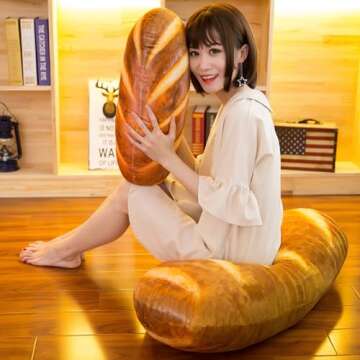 Levenkeness 3D Simulation Bread Shape Plush Pillow,Soft Butter Toast Bread Food Cushion Stuffed Toy for Home Decor 31.4"