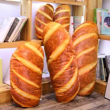 Levenkeness 3D Simulation Bread Shape Plush Pillow,Soft Butter Toast Bread Food Cushion Stuffed Toy for Home Decor 31.4"