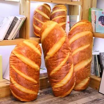 Levenkeness 3D Simulation Bread Shape Plush Pillow,Soft Butter Toast Bread Food Cushion Stuffed Toy for Home Decor 31.4"
