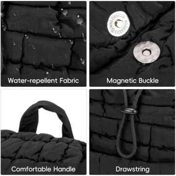 CLUCI Puffy Quilted Backpack for Women, Lightweight Backpack for Gymming and Traverling (Black)