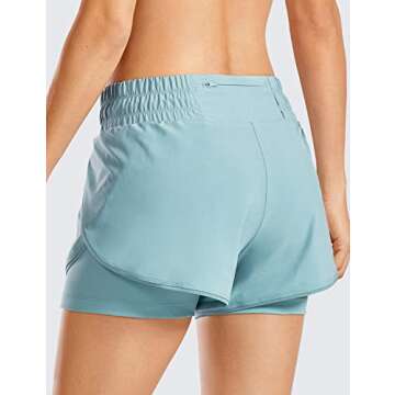 CRZ YOGA Women's Mid Waisted Workout Running Shorts with Liner 3'' - 2 in 1 Athletic Sport Tennis Gy...