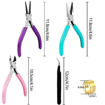 URSKYTOUS Jewelry Pliers Set - 3Pcs for Crafting