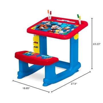 Disney Mickey Mouse Draw and Play Desk by Delta Children – Includes 10 Markers and Coloring Book, Blue