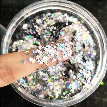 Tiny Stars Glitter Confetti 3mm Stars Confetti Laser Sequins for Party Decoration, DIY Crafts, Premi...