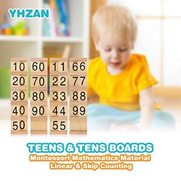 YHZAN Montessori Teens and Tens Boards Family Version Kids Wooden Toy Early Development Math Materia...