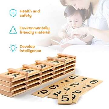 YHZAN Montessori Teens and Tens Boards Family Version Kids Wooden Toy Early Development Math Material for 1 year old up