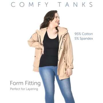 Comfneat Women's Basic Tanks Comfy Top (Black 4-Pack, M)