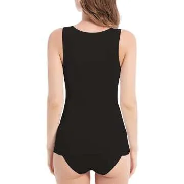 Comfneat Women's Comfy Basic Tanks 4-Pack in Black