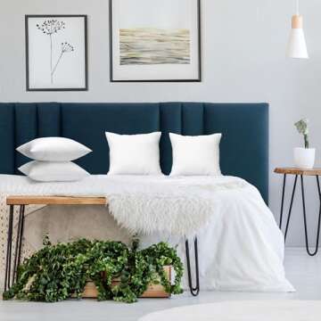 Utopia Bedding Throw Pillows (Set of 4, White), 12 x 12 Inches Pillows for Sofa, Bed and Couch Decorative Stuffer Pillow