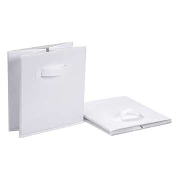 Amazon Basics Cube Organizer Storage Bins Handles, Collapsible Fabric, Pack of 6, 10.5"x10.5"x11", White