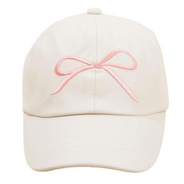 Kids Baseball Hat Visor, Bow Tie Baseball Cap, Little Girls High Ponytail Sun Hat, Embroidered Beach...