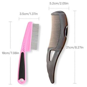 Dandruff Comb Set: 2 Unique Combs for Scalp Health and Pet Care - 100% Stainless Steel