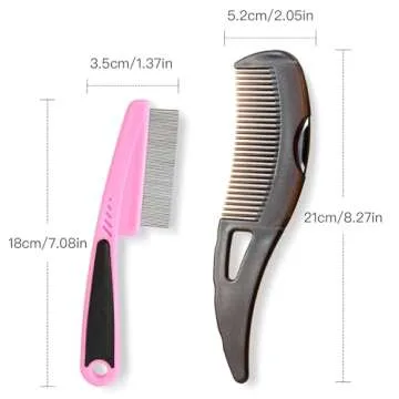 Dandruff Comb Set: 2 Unique Combs for Scalp Health and Pet Care - 100% Stainless Steel