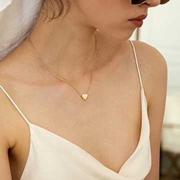 Befettly Tiny Heart Necklace 14K Gold Plated