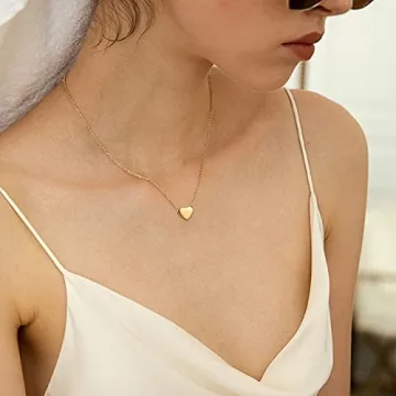 Befettly Tiny Heart Necklace 14K Gold Plated