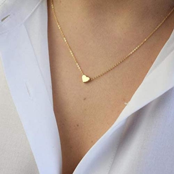 Befettly Tiny Heart Necklace 14K Gold Plated
