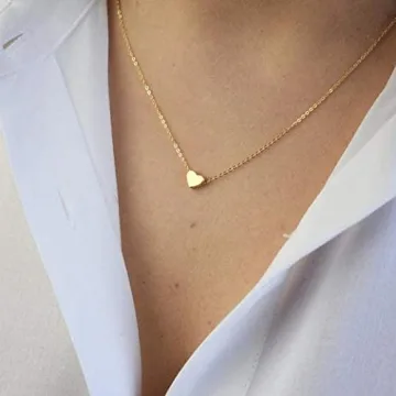 Befettly Tiny Heart Necklace 14K Gold Plated