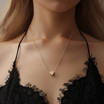 Befettly Tiny Heart Necklace 14K Gold Plated