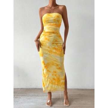 Stylish Floral Strapless Maxi Dress for Weddings