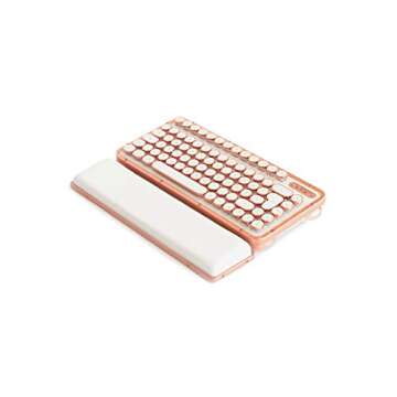 Azio Retro Compact Keyboard (Posh) - Bluetooth Wireless/USB Wired Vintage Backlit White Leather Mechanical Keyboard with Arm Rest for Mac and PC (MK-RCK-L-02-US)