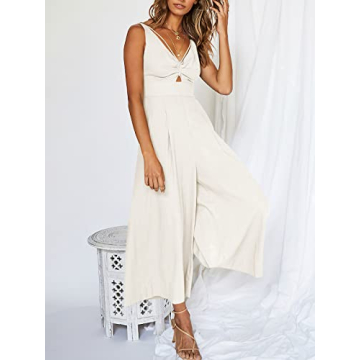 Elegant Summer Wide Leg Linen Jumpsuit for Comfort and Style