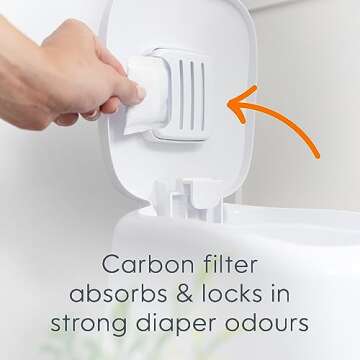 Diaper Genie Complete Pail (White) | Includes 3 Refills that hold up to 810 newborn-size diapers | Includes 1 Carbon Filter