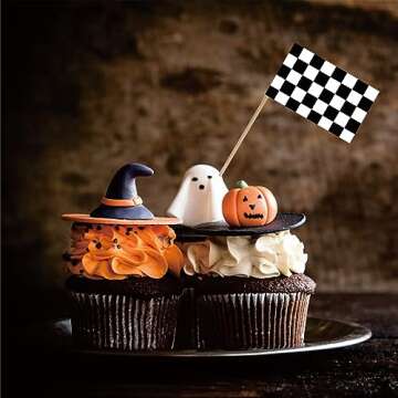 Checkered Black and White Racing Toothpick Flag Race Car Small Mini Cocktail Fruit Cupcakes Toppers Food Stick Flags Decorations,100 Pack