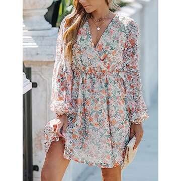 CUPSHE V Neck Floral Mini Dress for Women - Flattering and Stylish