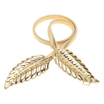 BlackButterfly Metallic Elastic Stretchy Chain Belt in Gold Leaf