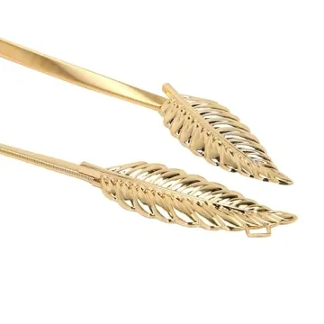 BlackButterfly Metallic Elastic Stretchy Chain Belt in Gold Leaf