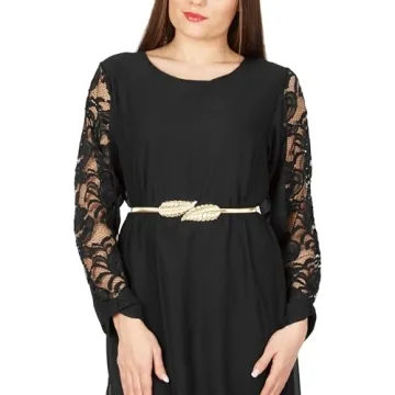 BlackButterfly Metallic Elastic Stretchy Chain Belt in Gold Leaf