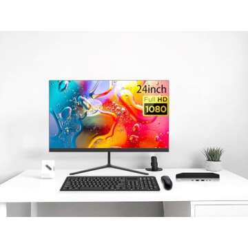 HP EliteDesk 705 G4 Mini Desktop & 24" Monitor Bundle