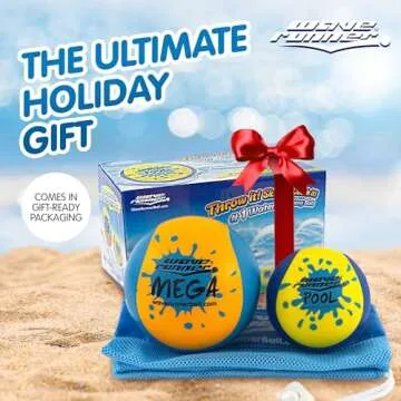 Wave Runner Soft Foam Water Skipping Ball | 2-Pack Bundle | Speed Duo Set Includes Two Water Bouncing Balls Mega Ball & Grip Ball | Great Summer Toy for Beach Swimming Pool River Lake (2 Large Balls)