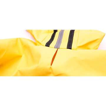 SPOT Rainy Days Slicker - Yellow Dog Rain Jacket With Hood, Reflective Strip for Safety, Leash Hole & Adjustable Velcro Belly Strap, 100% Polyester Water Resistant Pet Raincoat - Medium, 13in Long