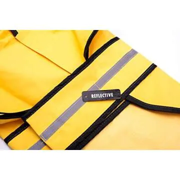 SPOT Rainy Days Slicker - Yellow Dog Rain Jacket With Hood, Reflective Strip for Safety, Leash Hole & Adjustable Velcro Belly Strap, 100% Polyester Water Resistant Pet Raincoat - Medium, 13in Long