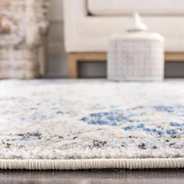 SAFAVIEH Madison Collection Runner Rug in Ivory & Aqua