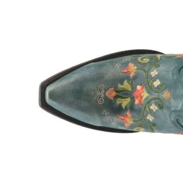 Dan Post Womens Flower Child Embroidered Snip Toe Dress Boots Over the Knee High Heel 3" & Up - Blue - Size 8.5 M