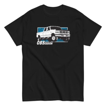 OBS T-Shirt with 90s Crew Cab F250 F350 Truck Tee Shirt Based on Diesel Or Gas Pickup Black