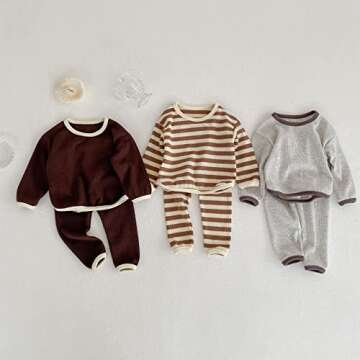 Waffle Knit Toddler Outfit Set for Boys and Girls