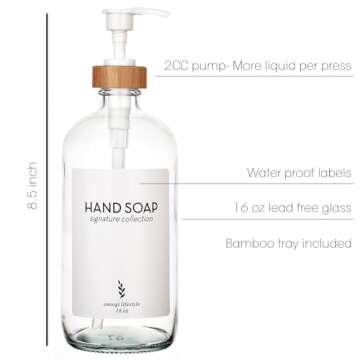Onsogi 16 Oz Clear Glass Soap Dispenser with Bamboo Tray, Hand Soap Dispenser | Dish Soap Dispenser ...