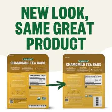 FGO Organic Chamomile Tea, 100 Eco-Conscious Tea Bags, Caffeine Free, Resealable Bag, Packaging May ...