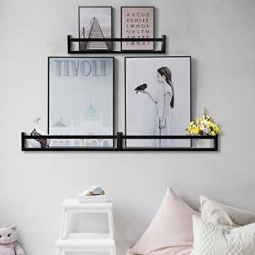 AZSKY Classic Nursery Book Shelves Black Wooden Floating Shelves Wall Bookshelf for Bathroom Decor Kitchen Spice Rack Organizer Kids Room 24 Inch Set of 3